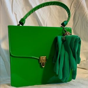Vintage 60s green patent leather purse